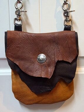 Handmade Buffalo Nickel Motorcycle Leather Pouch NWOT